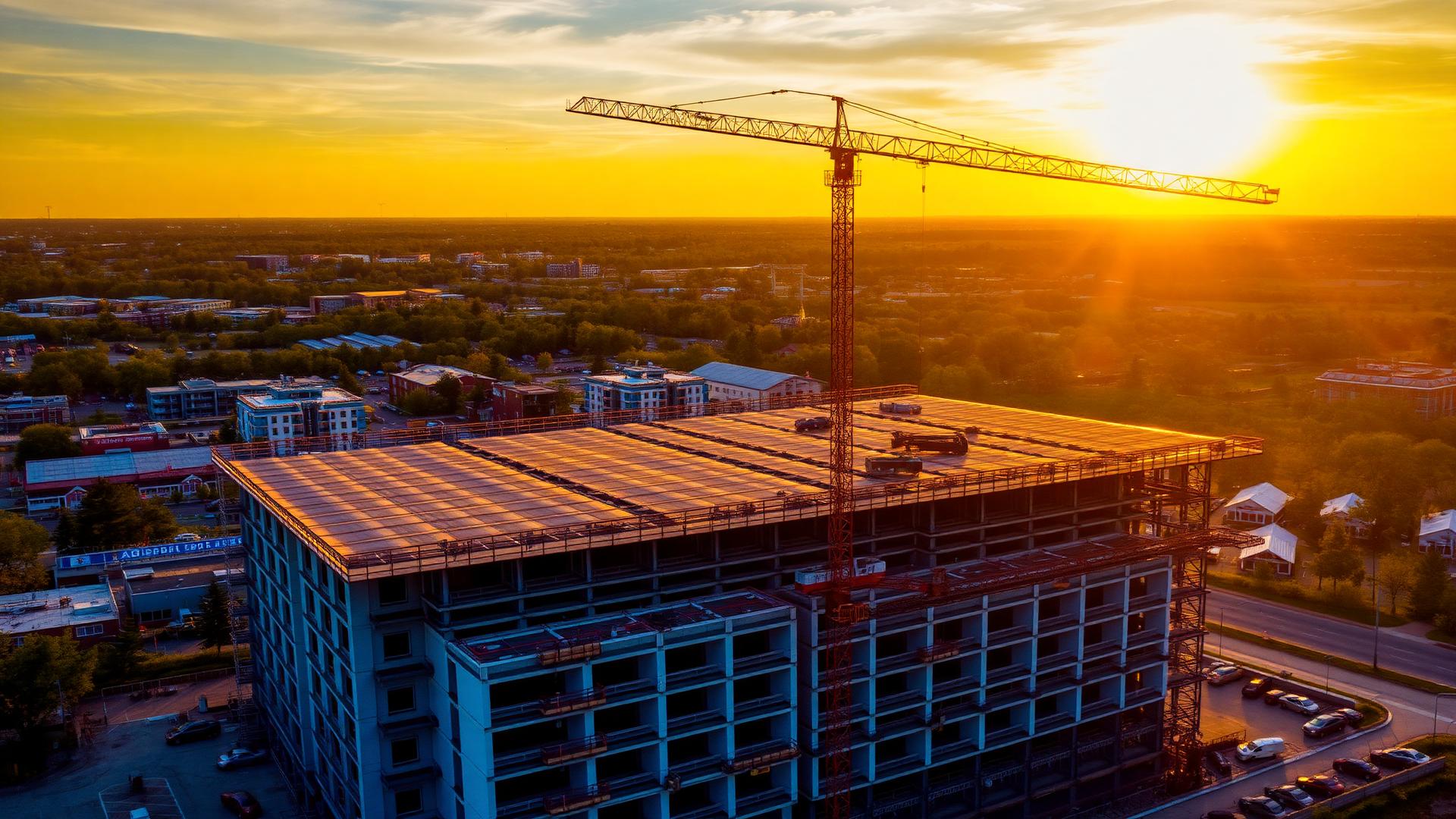 Canteiro de obras ao entardecer